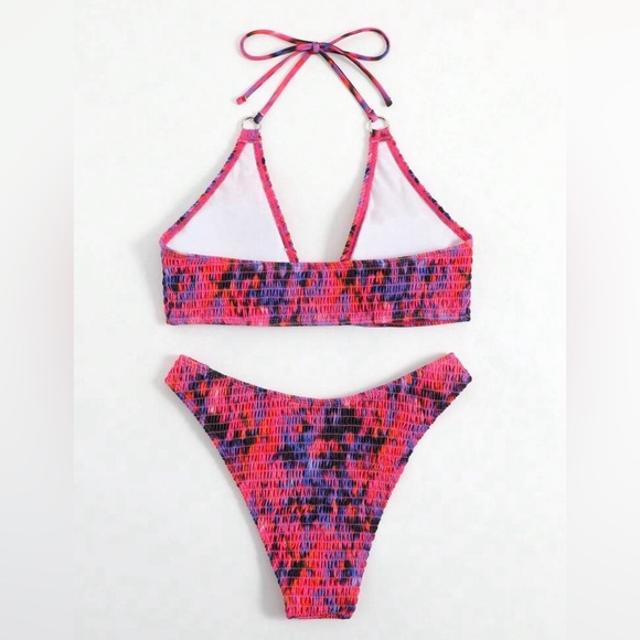 🌈 Shein Multicolor Tie-Dye Halter Bikini Set - Size M 🌈 - Picture 2 of 5